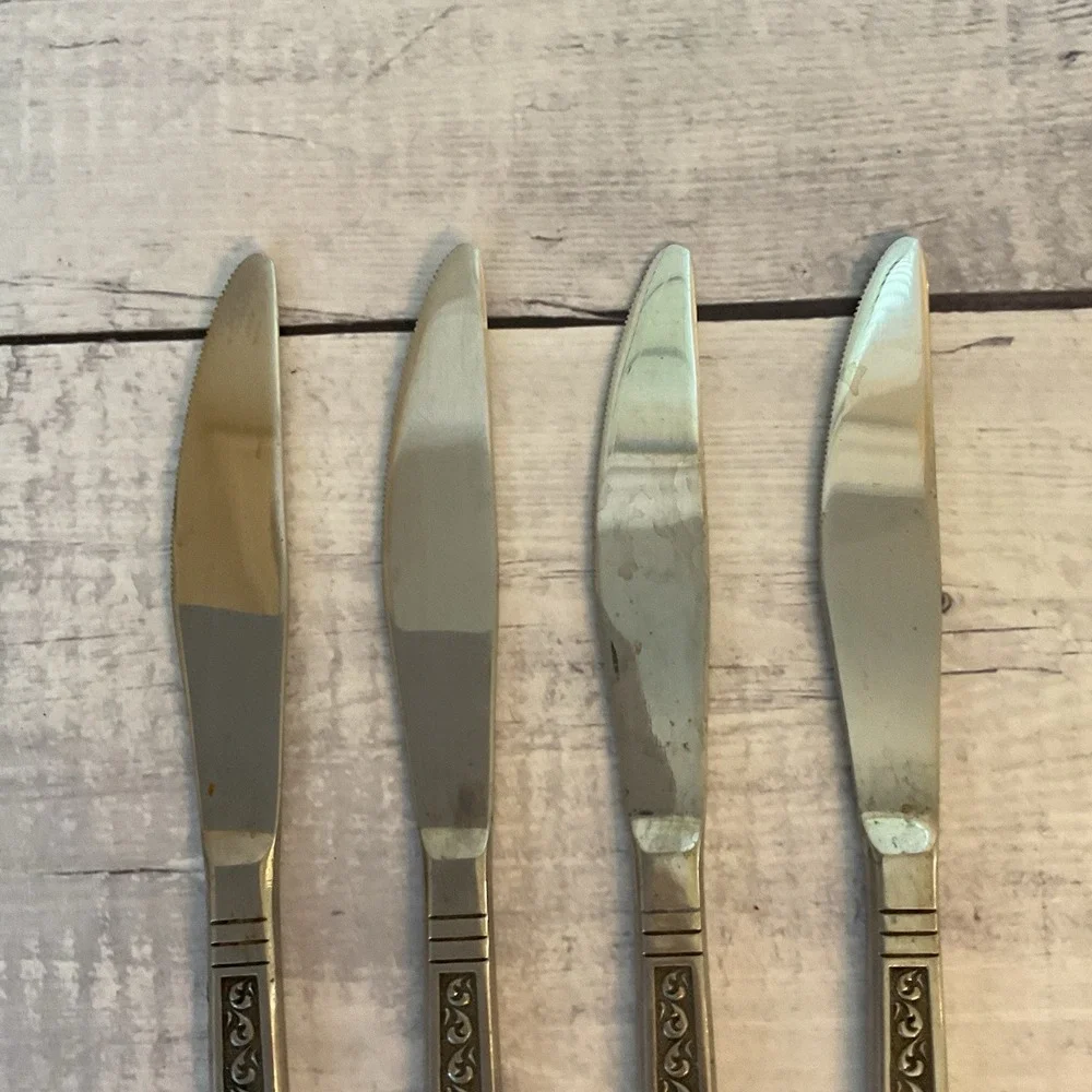 Riviera RIF4 Stainless Flatware Japan Set Of 4 Dinner Knives MCM Vintage